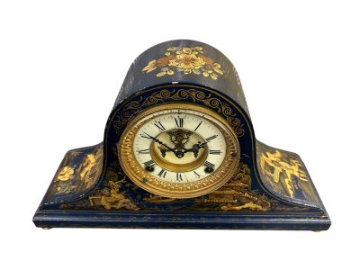 Fantastic Ansonia Coalport Blue Chinoiserie Hat Shaped Mantel Clock Mantel Clock Antique Clocks 11