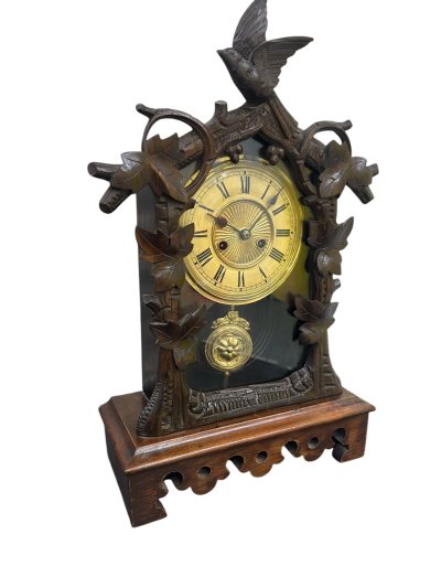 Fabulous carved Cuckoo Black Forest Mantel Clock – ca1890 Black forest Antique Clocks 4