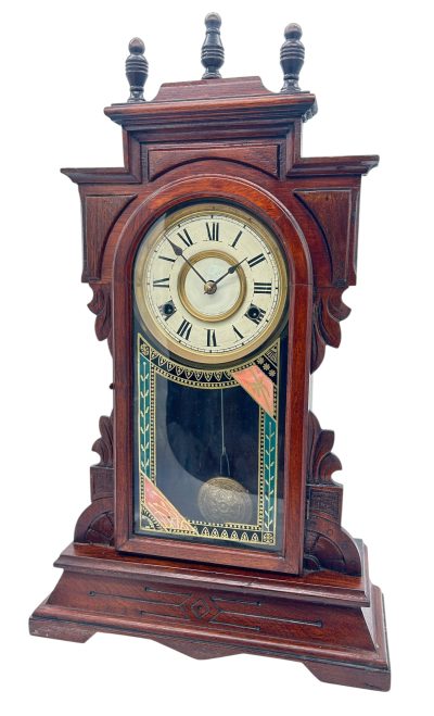 Awesome American Gingerbread Mantel Clock – ca 1900 Mantel Clock Antique Clocks 6