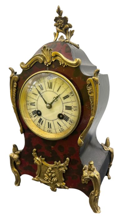 Exquisite Antique French Faux Tortoise shell & Ormolu Boulle Mantle Clock – circa 1890 French mantel clock Antique Clocks 7