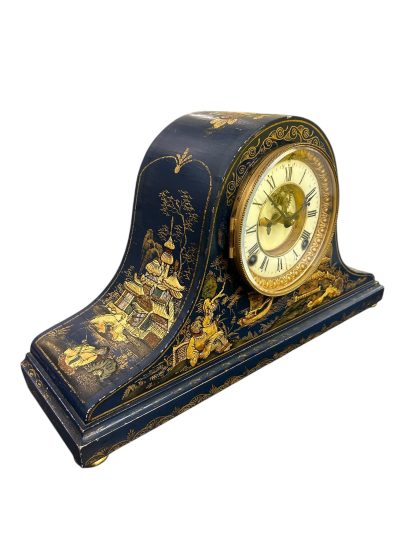 Fantastic Ansonia Coalport Blue Chinoiserie Hat Shaped Mantel Clock Mantel Clock Antique Clocks 7