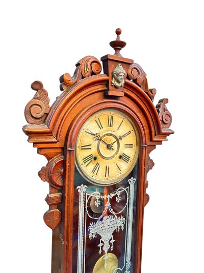 Fantastic American Drop Dial Mahogany case Wall clock – ca1890 - Image 14