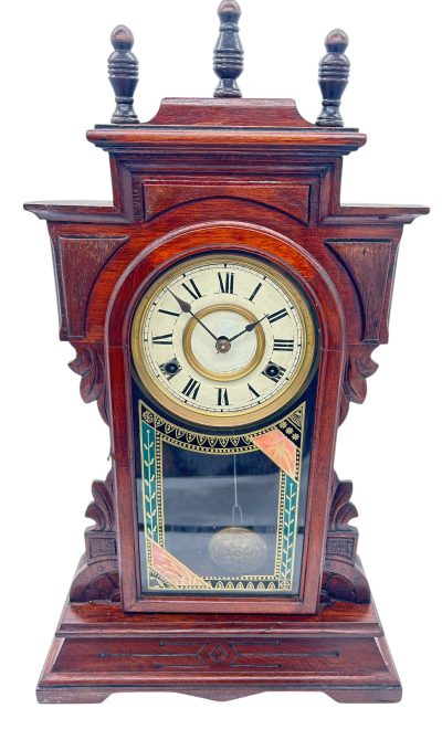 Awesome American Gingerbread Mantel Clock – ca 1900 Mantel Clock Antique Clocks 3