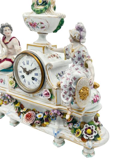 Fabulous Meissen Porcelain Figural Mantel clock – ca1850 Mantel Clock Antique Clocks 4