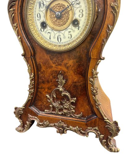 Superb Burr Walnut & Ormolu Boulle Clock – ca1880 Mantel Clock Antique Clocks 11