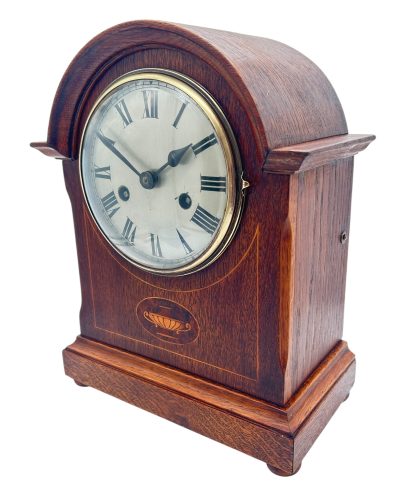 Charming Arched Top Oak case Mantel Clock – ca1900 Mantel Clock Antique Clocks 6