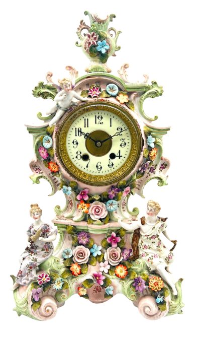 Fabulous Sitzendorf Porcelain Figural Mantel clock – ca1890 Mantel Clock Antique Clocks 10