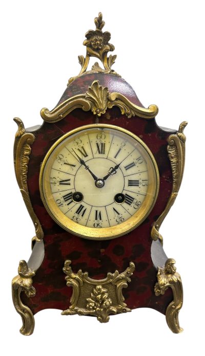 Exquisite Antique French Faux Tortoise shell & Ormolu Boulle Mantle Clock – circa 1890 French mantel clock Antique Clocks 3