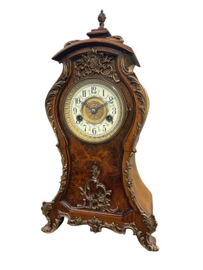 Superb Burr Walnut & Ormolu Boulle Clock – ca1880 Mantel Clock Antique Clocks 4