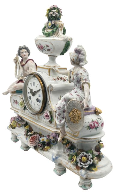 Fabulous Meissen Porcelain Figural Mantel clock – ca1850 Mantel Clock Antique Clocks 9