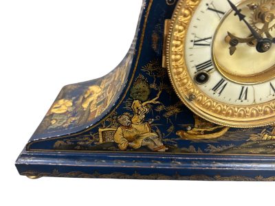 Fantastic Ansonia Coalport Blue Chinoiserie Hat Shaped Mantel Clock Mantel Clock Antique Clocks 6