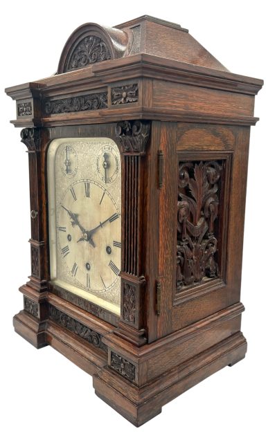 Wonderful Oak case musical bracket clock – ca1890 Antique bracket clock Antique Clocks 9