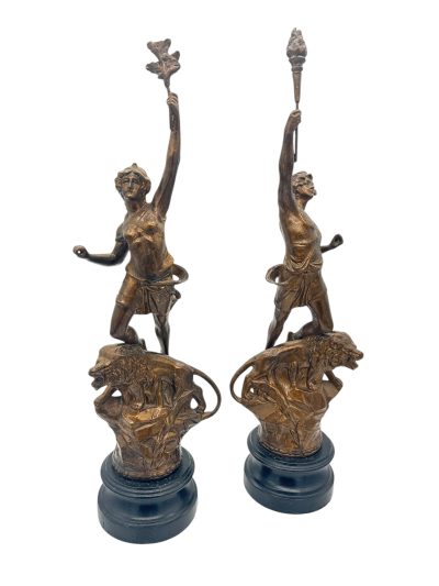 Delightful Ancient Olympian Gilt Figural Clock Garnitures – ca 1890 - Image 7