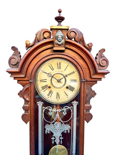 Fantastic American Drop Dial Mahogany case Wall clock – ca1890 - Image 8