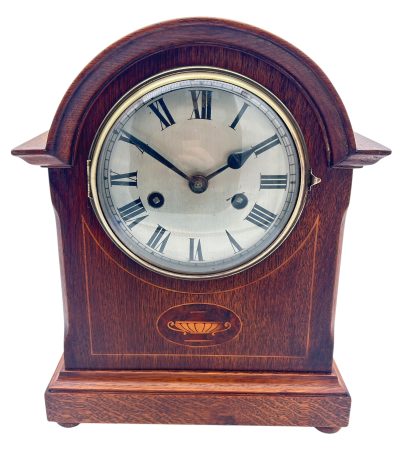 Charming Arched Top Oak case Mantel Clock – ca1900 Mantel Clock Antique Clocks 3