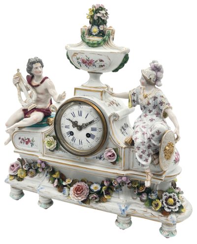 Fabulous Meissen Porcelain Figural Mantel clock – ca1850 Mantel Clock Antique Clocks 10