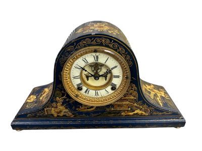 Fantastic Ansonia Coalport Blue Chinoiserie Hat Shaped Mantel Clock Mantel Clock Antique Clocks 4