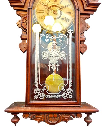 Fantastic American Drop Dial Mahogany case Wall clock – ca1890 - Image 5