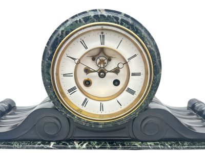 Fabulous Victorian Drum Head Slate & green marble Mantel Clock – ca1870 Mantel clocks Antique Clocks 9