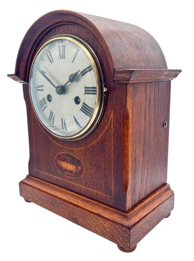 Charming Arched Top Oak case Mantel Clock – ca1900 Mantel Clock Antique Clocks 7