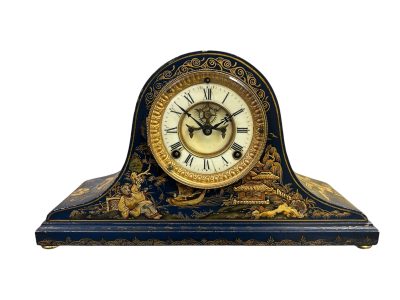 Fantastic Ansonia Coalport Blue Chinoiserie Hat Shaped Mantel Clock Mantel Clock Antique Clocks 3