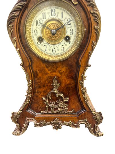 Superb Burr Walnut & Ormolu Boulle Clock – ca1880 Mantel Clock Antique Clocks 6