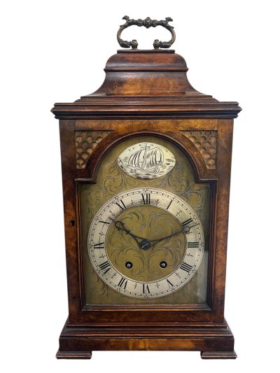 Stunning Burr Walnut case Caddy Top Bracket Clock – ca1890 Antique bracket clock Antique Clocks 9