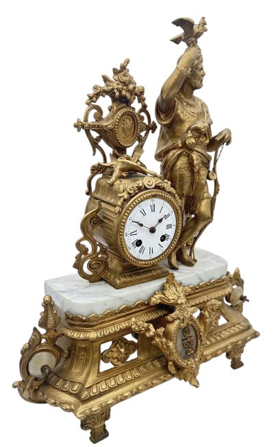 Charming French Gilt Figural Mantel Clock – ca1870 French mantel clock Antique Clocks 14