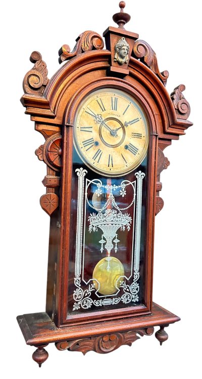 Fantastic American Drop Dial Mahogany case Wall clock – ca1890 - Image 3