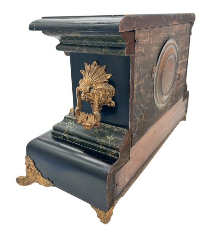 Stunning Antique American Slate Architectural Mantle Clock –  ca1895 - Image 9