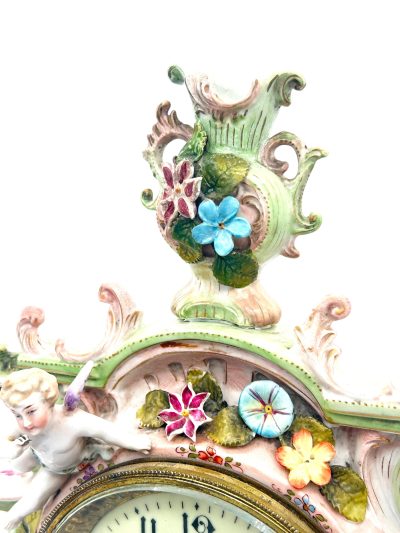 Fabulous Sitzendorf Porcelain Figural Mantel clock – ca1890 Mantel Clock Antique Clocks 9