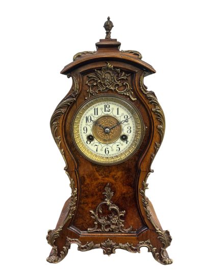 Superb Burr Walnut & Ormolu Boulle Clock – ca1880 Mantel Clock Antique Clocks 3