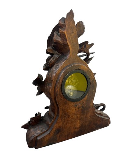 Exquisite carved Bird Black Forest Mantel Clock – ca1900 Mantel Clock Antique Clocks 17