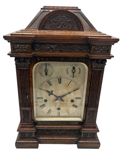 Wonderful Oak case musical bracket clock – ca1890 Antique bracket clock Antique Clocks 4