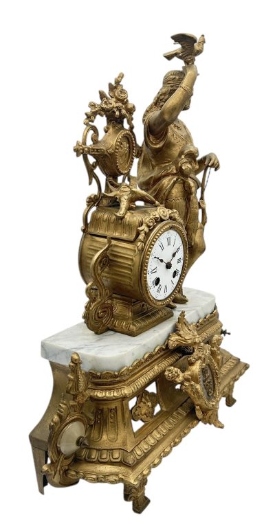 Charming French Gilt Figural Mantel Clock – ca1870 French mantel clock Antique Clocks 15