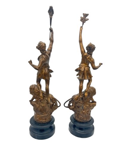 Delightful Ancient Olympian Gilt Figural Clock Garnitures – ca 1890 - Image 8