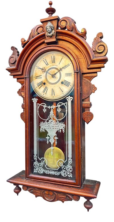 Fantastic American Drop Dial Mahogany case Wall clock – ca1890 - Image 4