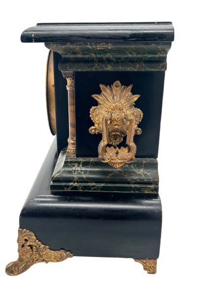 Stunning Antique American Slate Architectural Mantle Clock –  ca1895 Mantel Clock Antique Clocks 12