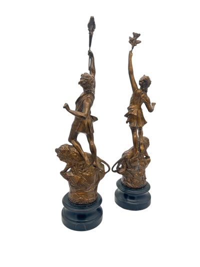 Delightful Ancient Olympian Gilt Figural Clock Garnitures – ca 1890 French mantel clock Antique Clocks 11