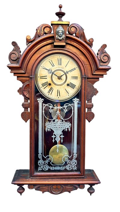 Fantastic American Drop Dial Mahogany case Wall clock – ca1890