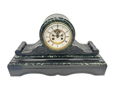 Fabulous Victorian Drum Head Slate & green marble Mantel Clock – ca1870 Mantel clocks Antique Clocks 6