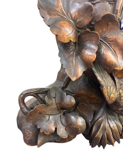 Exquisite carved Bird Black Forest Mantel Clock – ca1900 Mantel Clock Antique Clocks 14