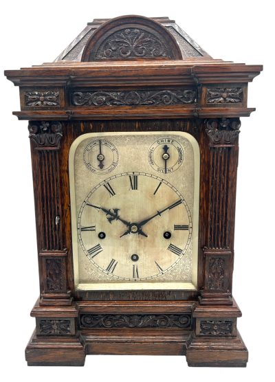 Wonderful Oak case musical bracket clock – ca1890 Antique bracket clock Antique Clocks 3