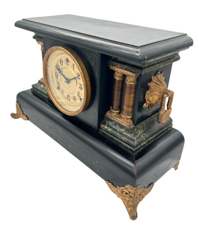 Stunning Antique American Slate Architectural Mantle Clock –  ca1895 Mantel Clock Antique Clocks 14