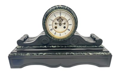 Fabulous Victorian Drum Head Slate & green marble Mantel Clock – ca1870 Mantel clocks Antique Clocks 3