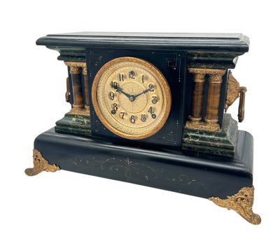 Stunning Antique American Slate Architectural Mantle Clock –  ca1895 - Image 8