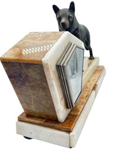 Outstanding French Art Deco Marble & Alsatian Dog Figural Mantel Clock – ca1920 French mantel clock Antique Clocks 14