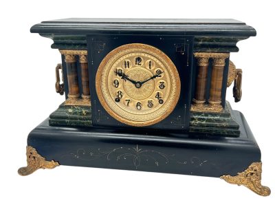 Stunning Antique American Slate Architectural Mantle Clock –  ca1895