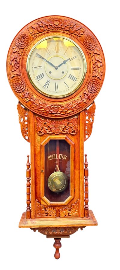 Wonderful American Ansonia Regulator Wall clock – ca1890 Regulator clock Antique Coffers 13