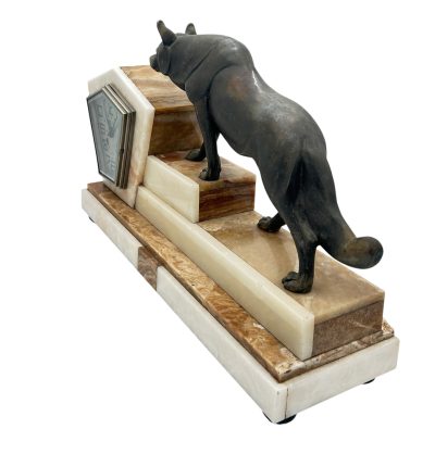 Outstanding French Art Deco Marble & Alsatian Dog Figural Mantel Clock – ca1920 French mantel clock Antique Clocks 11